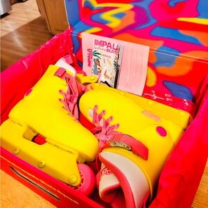 Impala Yellow Roller Skates with Pink Accents